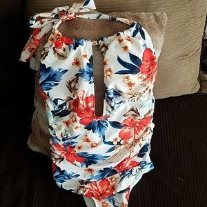 New floral swimsuit one piece padded flower